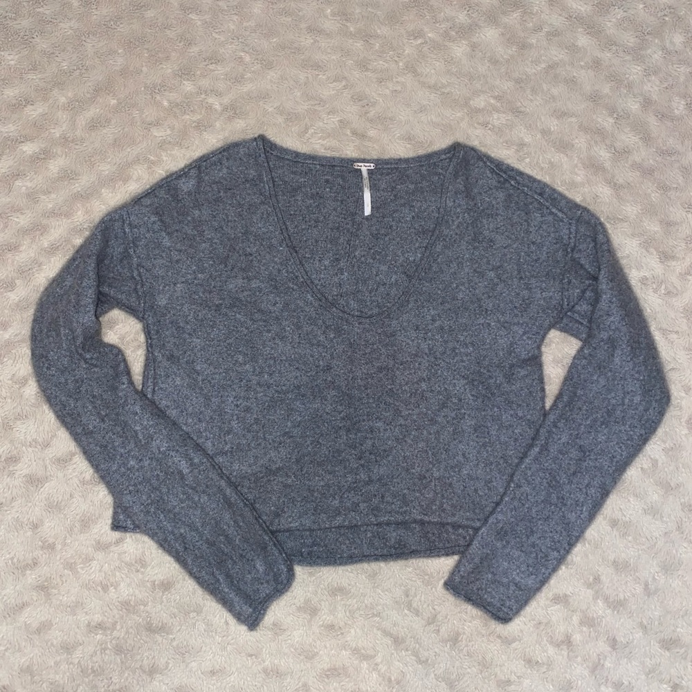 grey wool free people cropped sweater